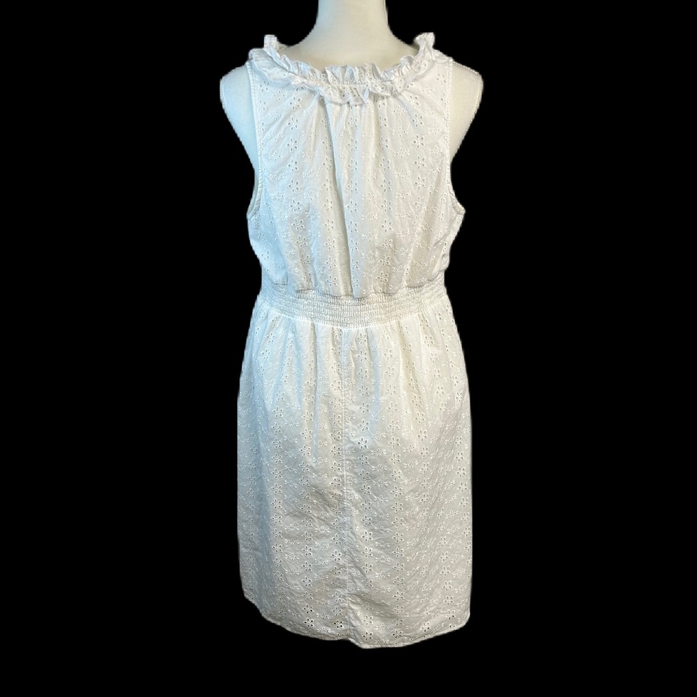 Old Navy Women Y2k Babydoll Eyelet Dress L Ruffle Smocked White Coquette NWT - Picture 3 of 8